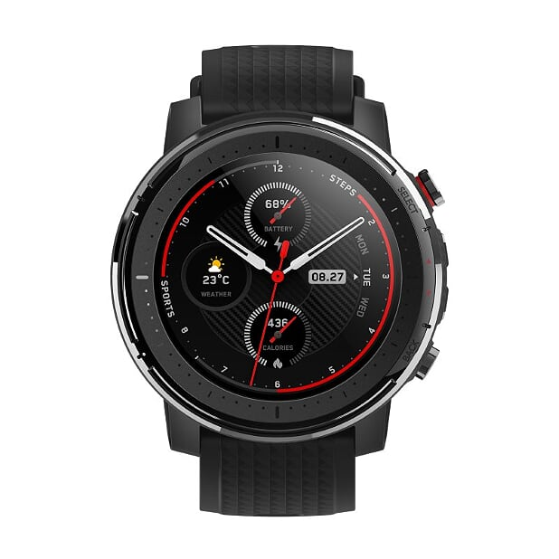 Smartwatch - AmazFit Stratos 3 Black, 1.34", Metal, policarbonato y silicona (correa), Negro