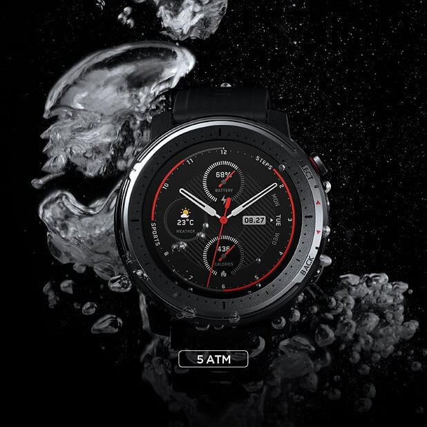 Smartwatch - AmazFit Stratos 3 Black, 1.34", Metal, policarbonato y silicona (correa), Negro