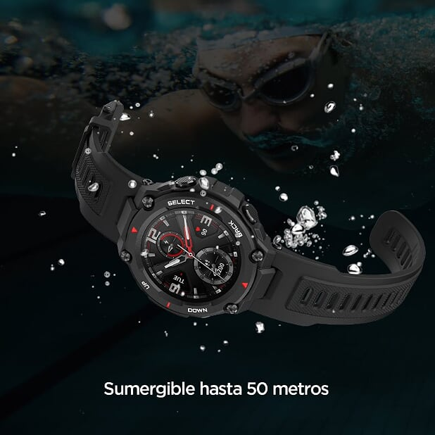 Smartwatch - Amazfit T-Rex ROCK BLACK, Pantalla AMOLED 1.3", Táctil, GPS, Autonomía 20 días, Negro