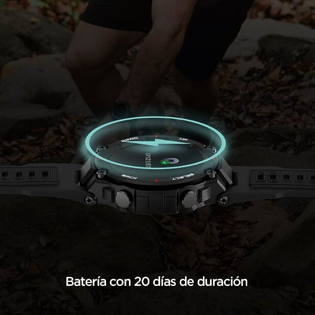 Smartwatch - Amazfit T-Rex ROCK BLACK, Pantalla AMOLED 1.3", Táctil, GPS, Autonomía 20 días, Negro