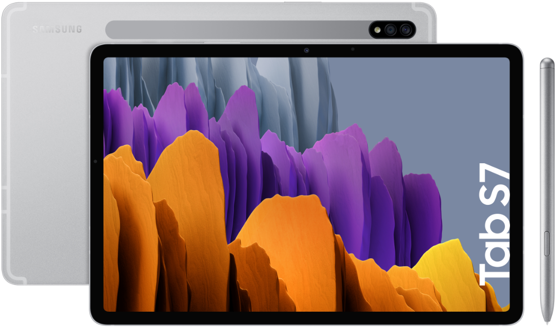 Tablet - Samsung Galaxy Tab S7 4G, 128 GB, Plata, WiFi, 11" WQXGA, 6 GB RAM, Snapdragon 865 Plus, Android 10