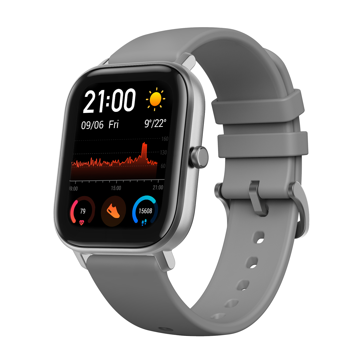 Smartwatch - Amazfit GTS Lava, 20mm, Aluminio, 12 modos de deporte, Polímero, Gris