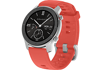 Smartwatch - AmazFit GTR-42MM, 42 mm, Táctil 1.2" AMOLED, 24 días autonomía, GPS, Bluetooth, Rojo