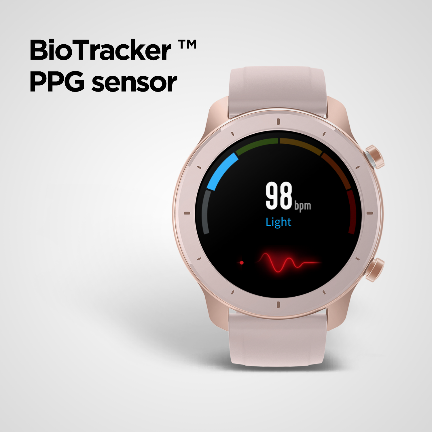 Smartwatch - AmazFit GTR-42MM, 42 mm, Táctil 1.2" AMOLED, 34 días autonomía, GPS, Bluetooth, Rosa