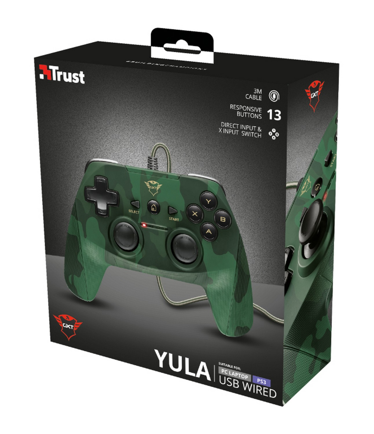 Mando - Trust GXT 540C, PC, PS3, Cable, USB, Camuflaje