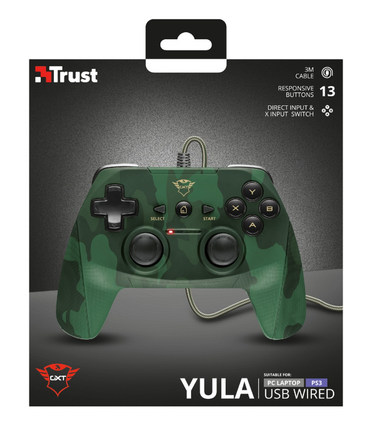 Mando - Trust GXT 540C, PC, PS3, Cable, USB, Camuflaje