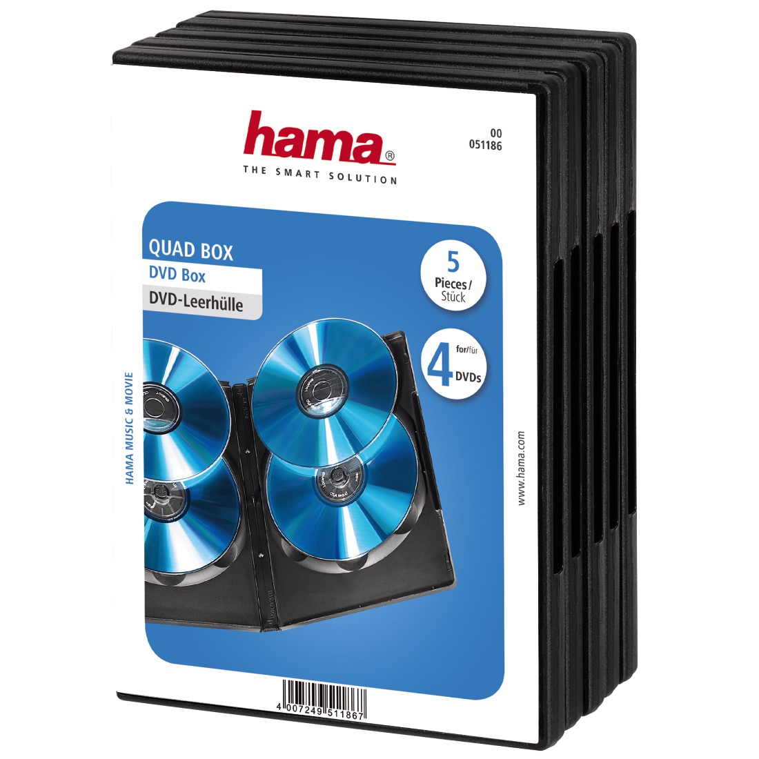 DVD box set containing 5 cases, each holding 4 DVDs, with a Hama brand label.