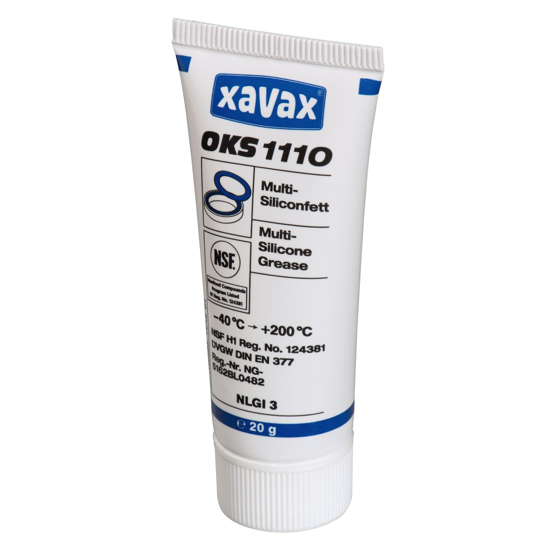 Tube of silicone grease labeled OKS 1110, with NSF and other markings.