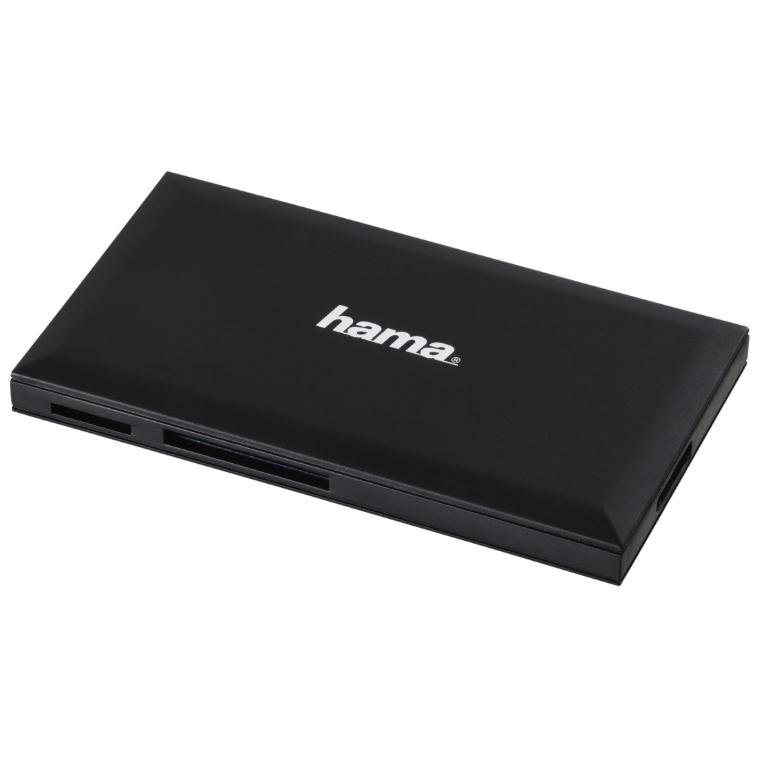 Black Hama card reader. The card reader is on a white background. The Hama logo is visible.