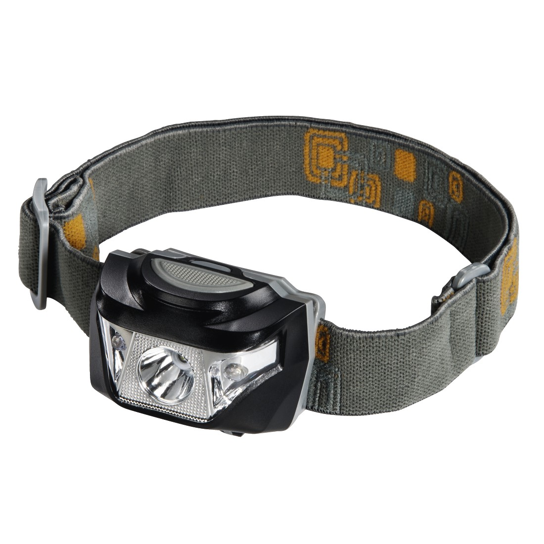 Koplamp met grijze band, zwart licht en wit licht.