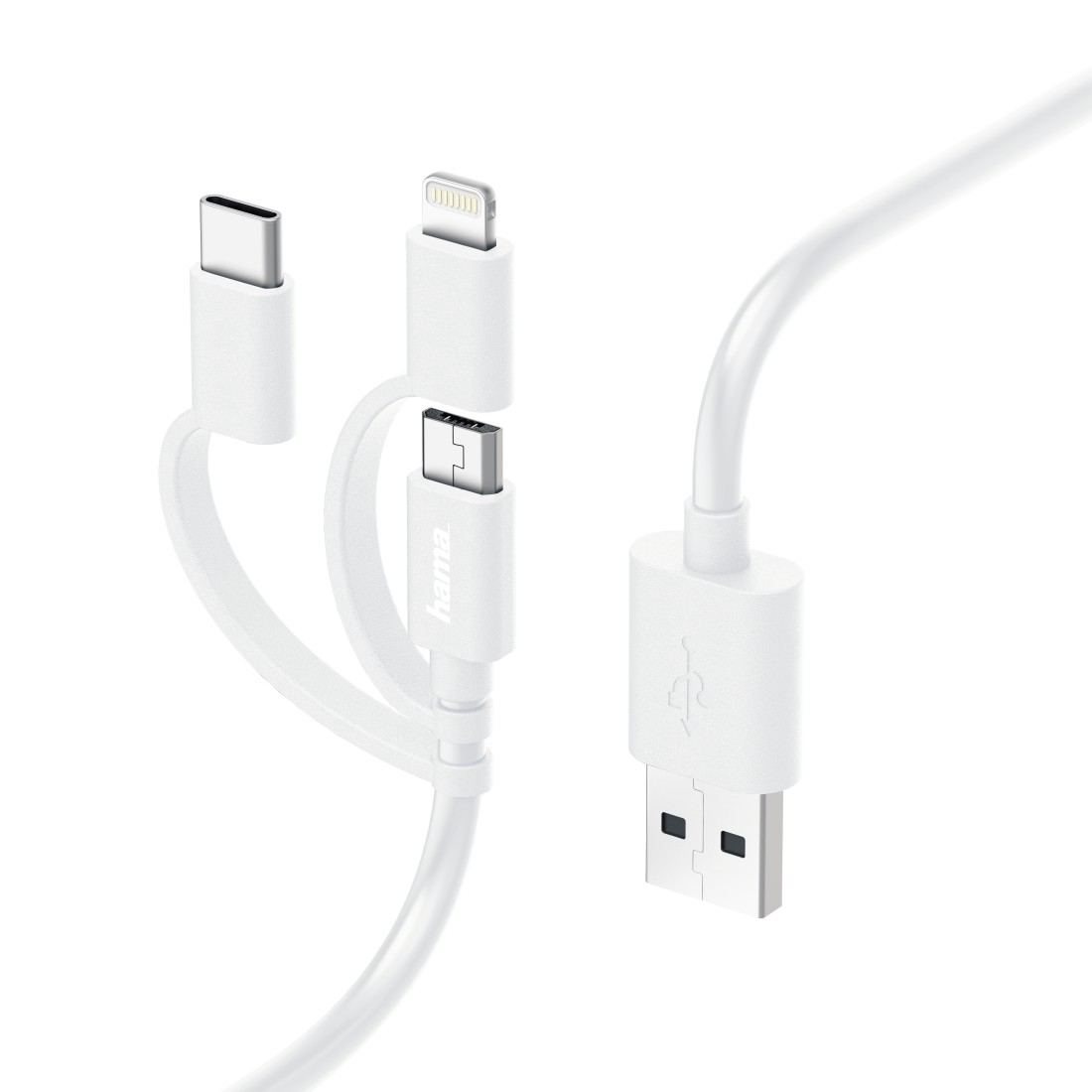 HAMA USB-kabel - Lightning / USB-C / microUSB 1 m Wit (187200)