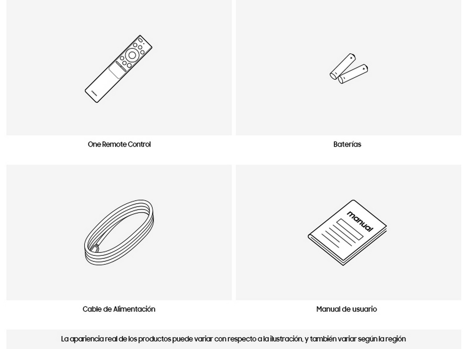Cuatro ilustraciones de accesorios para dispositivos electrónicos.