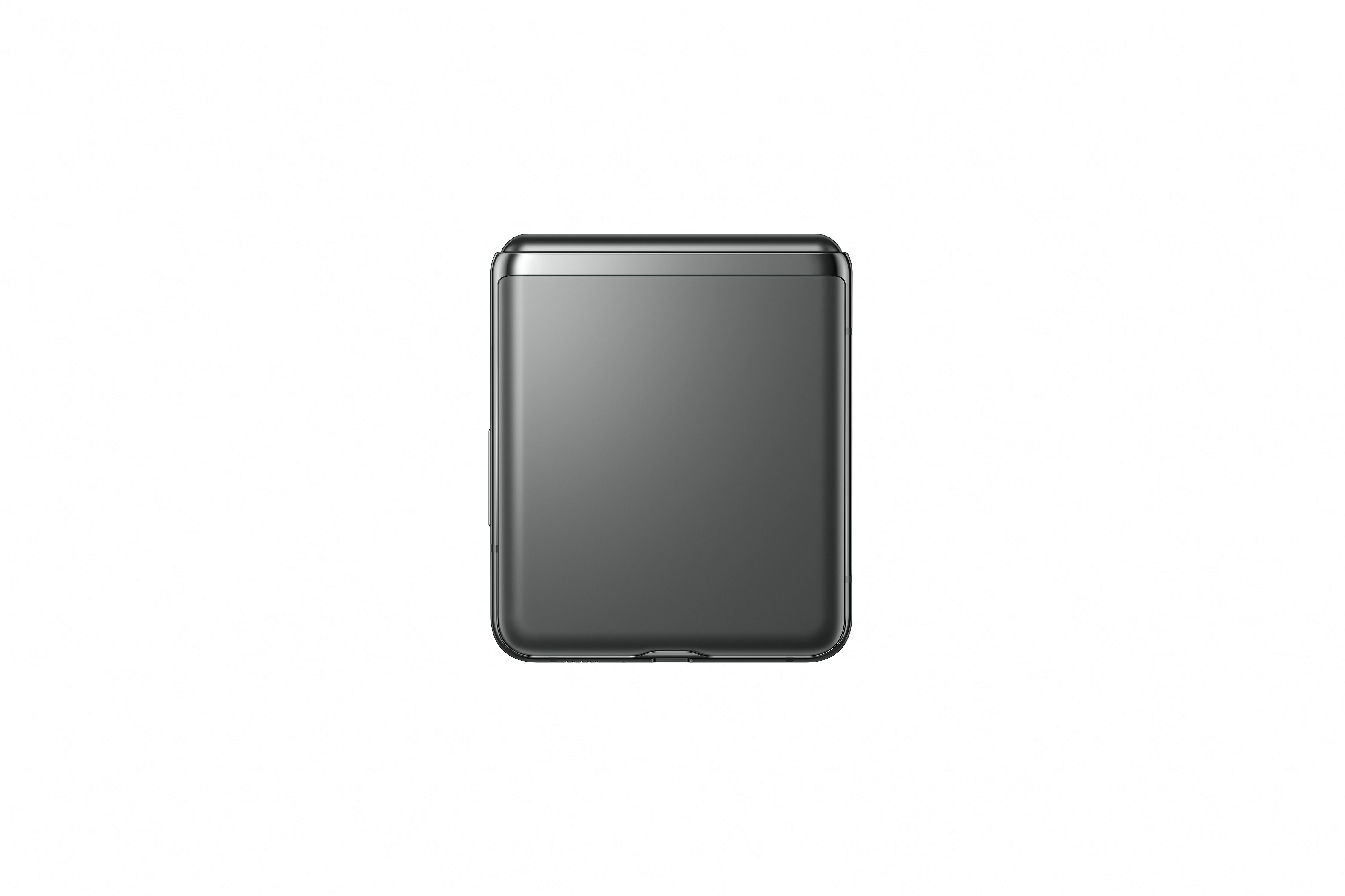 Dispositivo rectangular, compacto, gris oscuro sobre un fondo blanco.