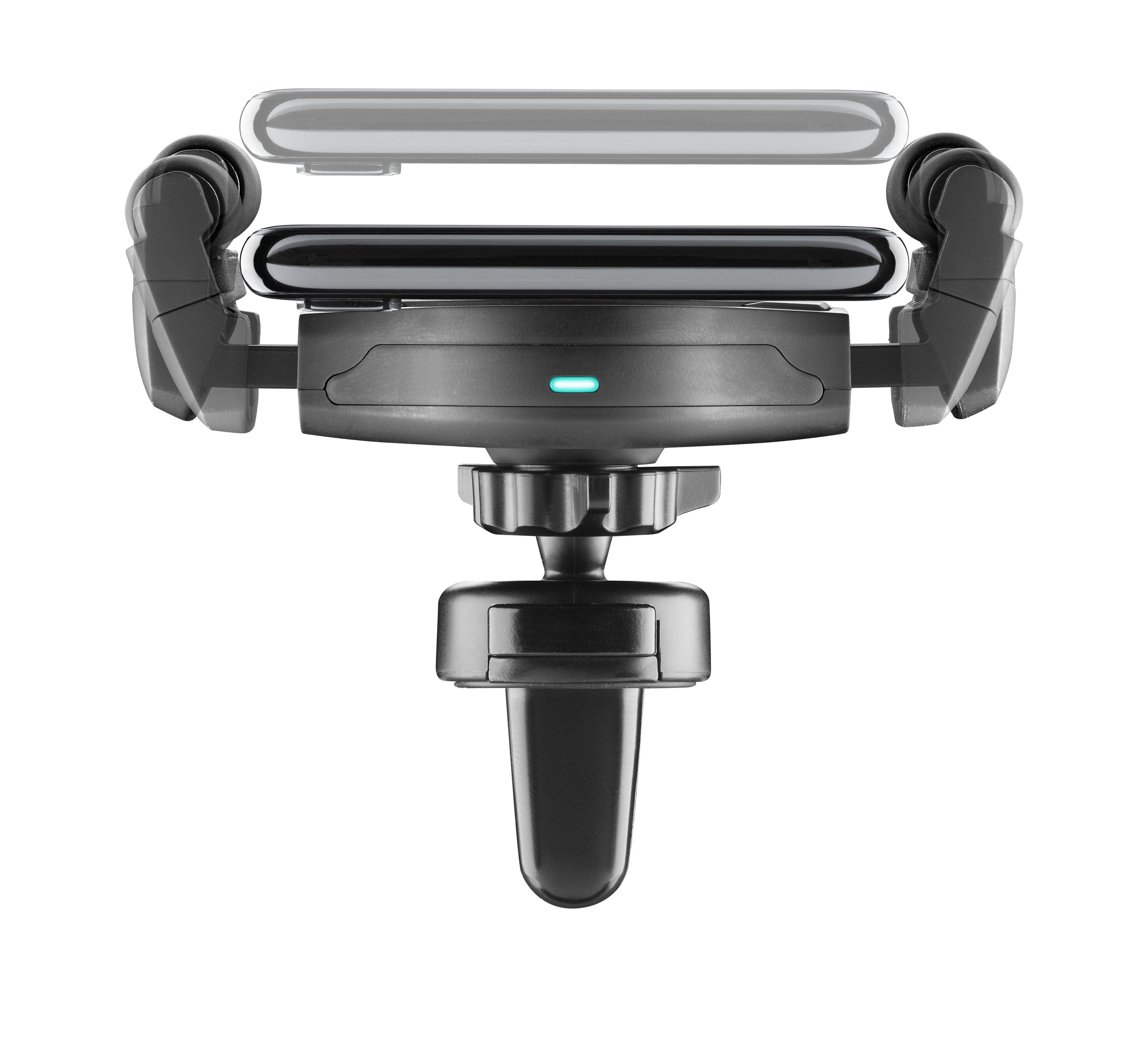 Soporte de móvil para coche - CellularLine Handy Roll, Soporte de carga Qi, Negro