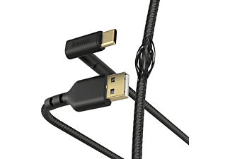 HAMA 1.5m USB-A USB-C Stand Şarj ve Data Kablosu Siyah