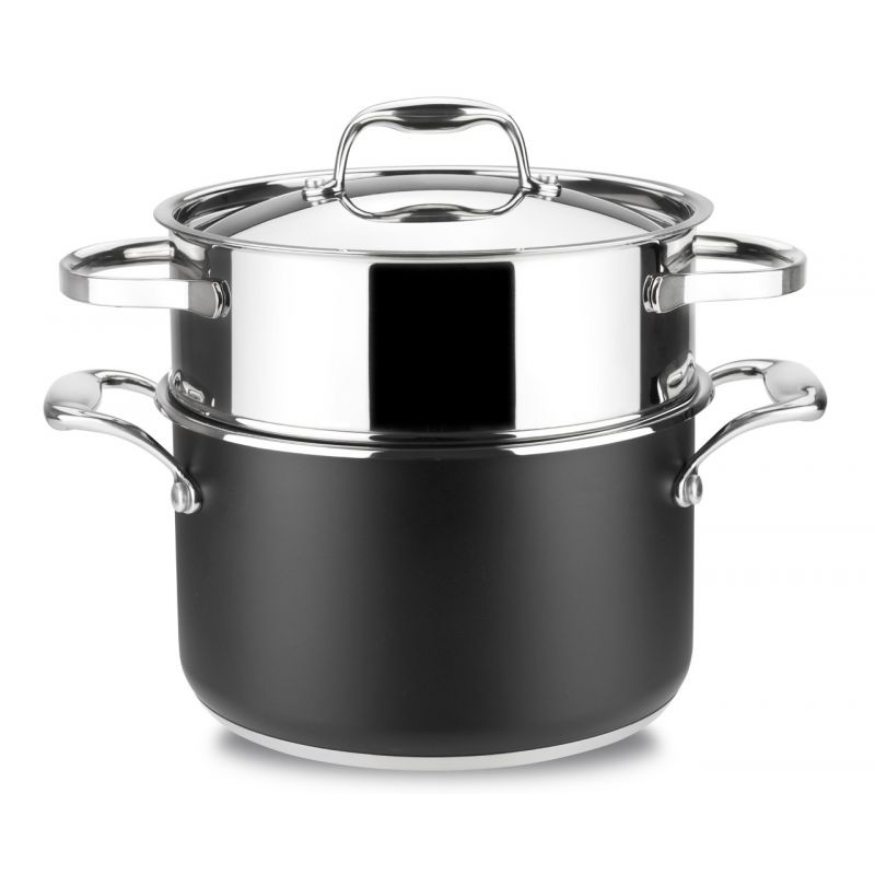 Olla - Magefesa Prisma Cocina Vapor 20 cm, Acero inoxidable, Especial inducción, Negro