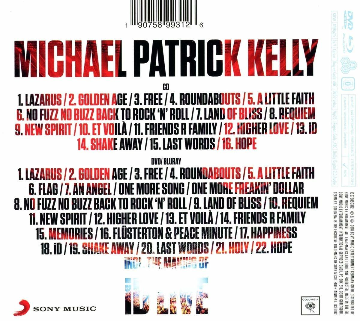 CD-Hülle hinten mit der Titelliste des Albums von Michael Patrick Kelly.
