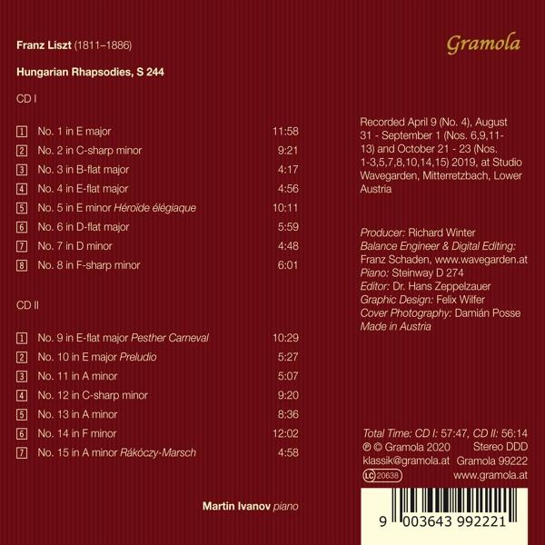 CD-Cover mit Text, einschließlich Franz Liszt und musikalischen Informationen.
