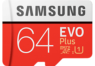 SAMSUNG EVO Plus - Micro-SDXC-Cartes mémoire  (64 GB, 100 MB/s, Rouge)