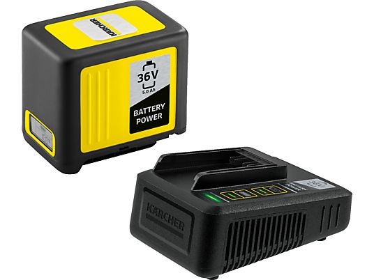KÄRCHER Kit de démarrage Battery Power 36/50 - Batterie interchangeable et chargeur rapide (Noir/Jaune)