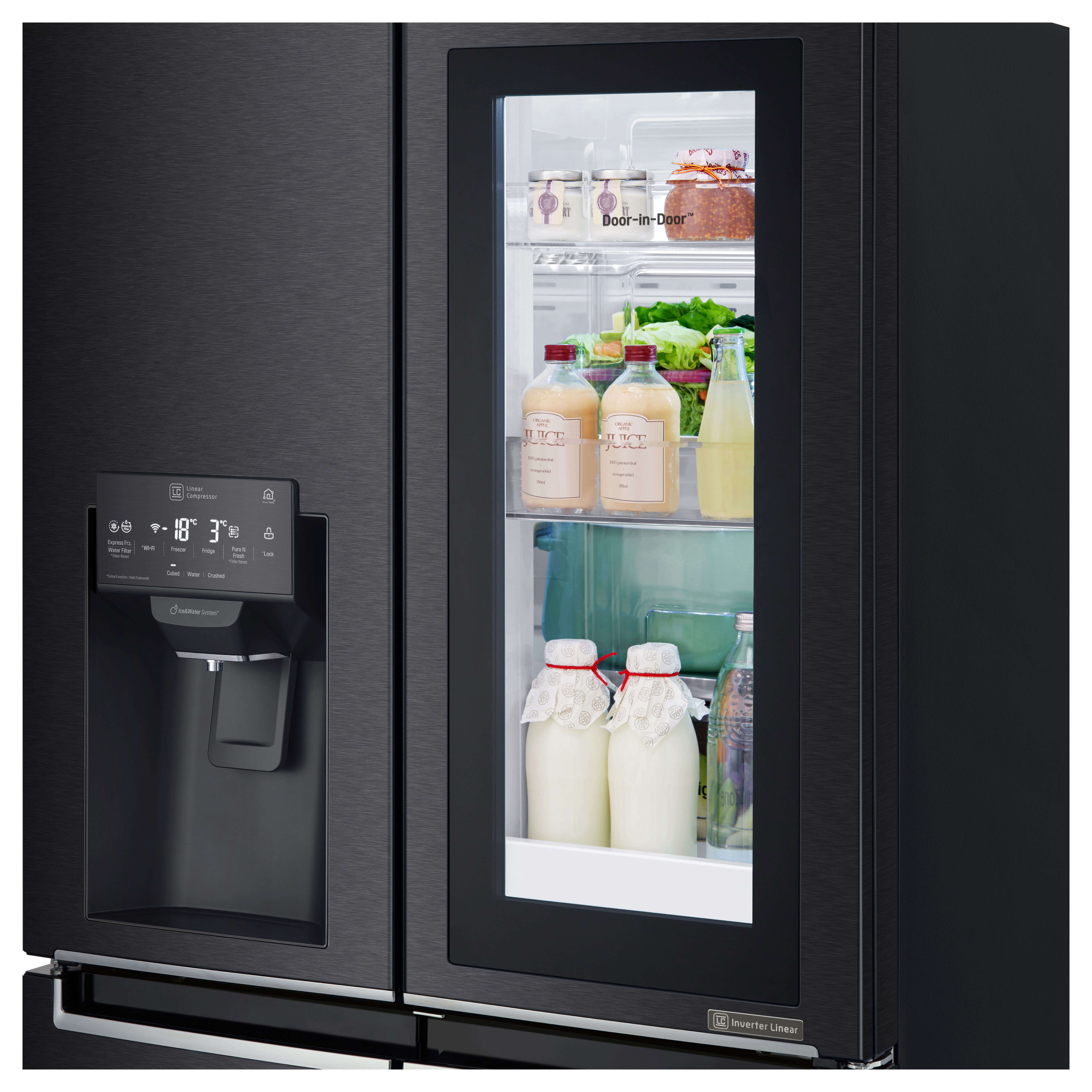 LG GMX844MCKV French Door Kühlgefrierkombination (508 l, F, 1787 mm hoch, Matt Black Stainless)