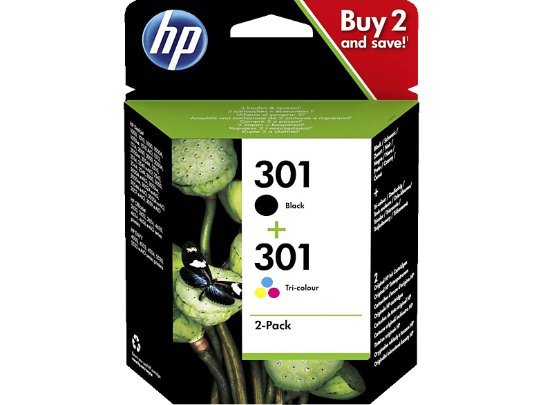 HP 301 Tintenpatrone Schwarz/Cyan/Magenta/Gelb (N9J72AE)