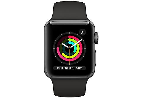 Apple Watch Series 3 GPS, 38 mm, Caja de Aluminio Gris Espacial, Correa Deportiva, Negro