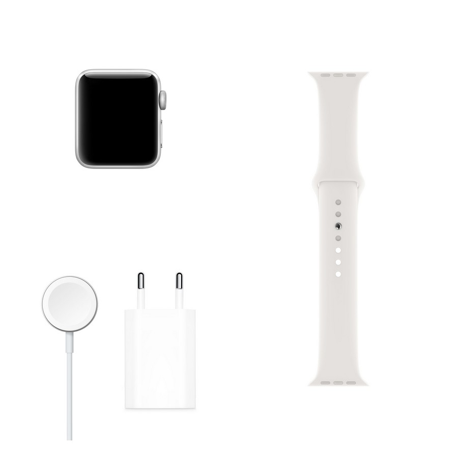 Apple Watch Series 3 GPS+CELL, 38 mm, Caja de Aluminio Plata, Correa Deportiva, Blanco