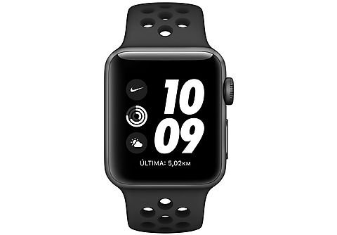 Apple Watch Nike Series 3, GPS, 38 mm, Caja de Aluminio, Correa Deportiva Nike, Antracita/Negra