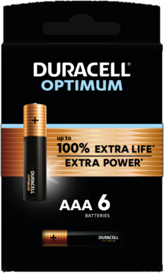 DURACELL AAA-batterijen Alcalines Optimum Pack 6 (5000394137653)