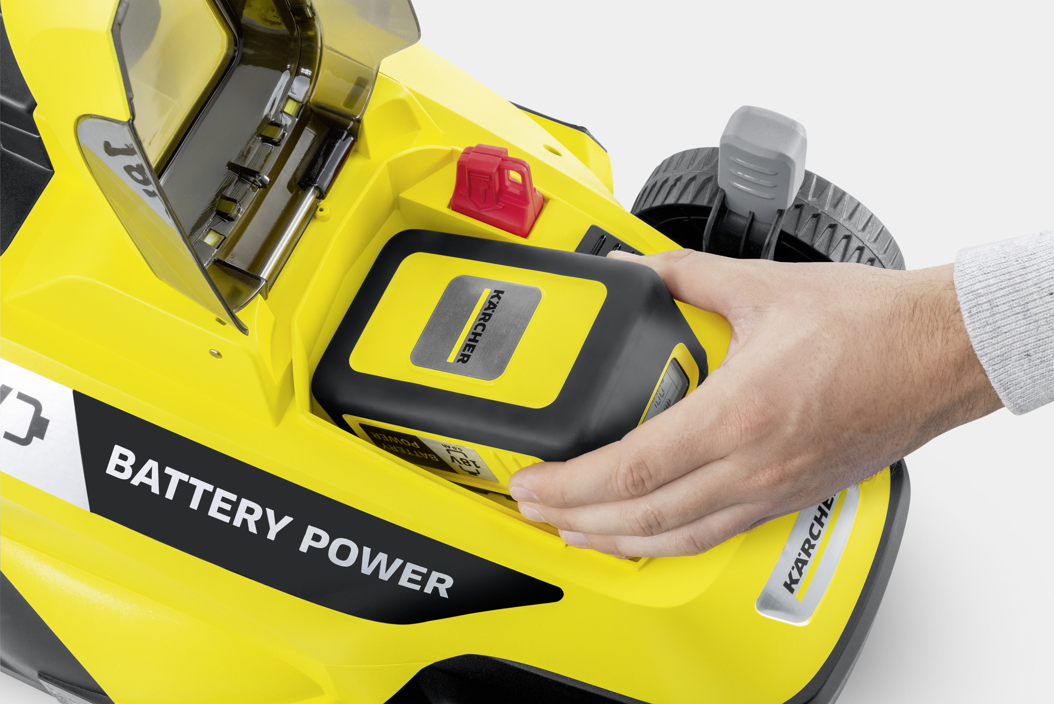 KÄRCHER LMO 18-33 Battery Set, Rasenmäher (18 Volt, Schnittbreite: 33 cm, Verstellbare Schnitthöhe 4-fach, mit 35 l Fangkorb-Volumen)