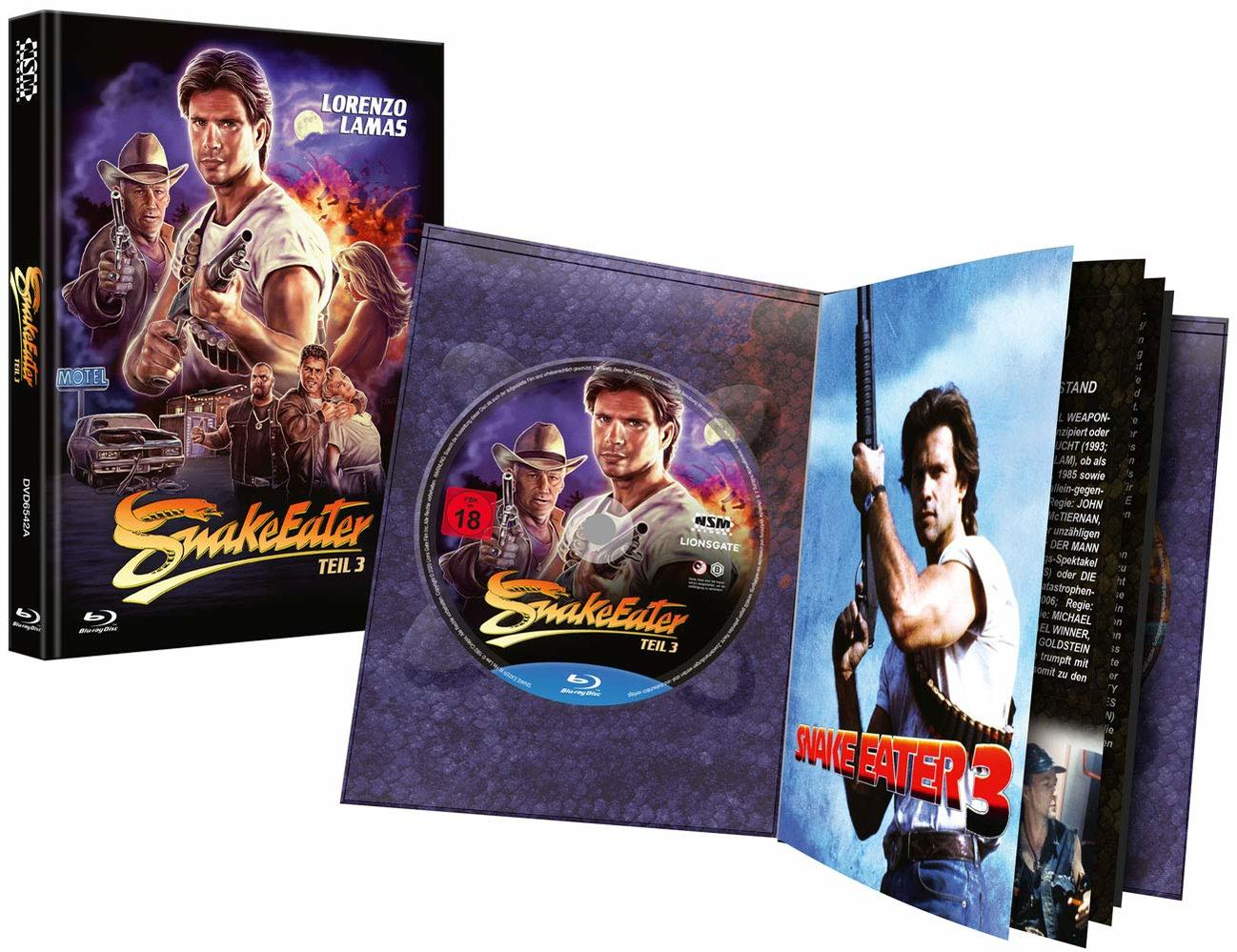 Filmbox-Set mit einem Mann auf dem Cover, mit einer DVD und offenen Seiten im Inneren.