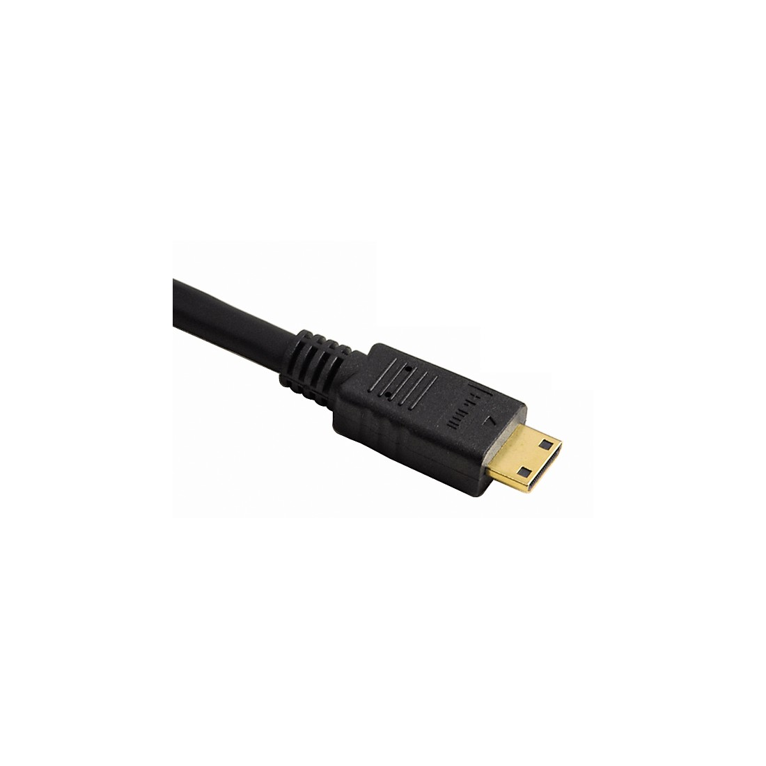 Zwarte HDMI-kabel met connector. Close-up op een witte achtergrond.
