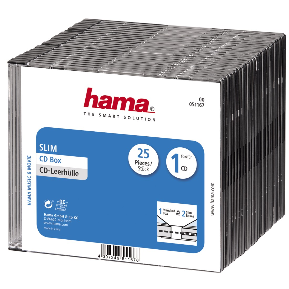 Stack of 25 CD cases with text and a barcode.