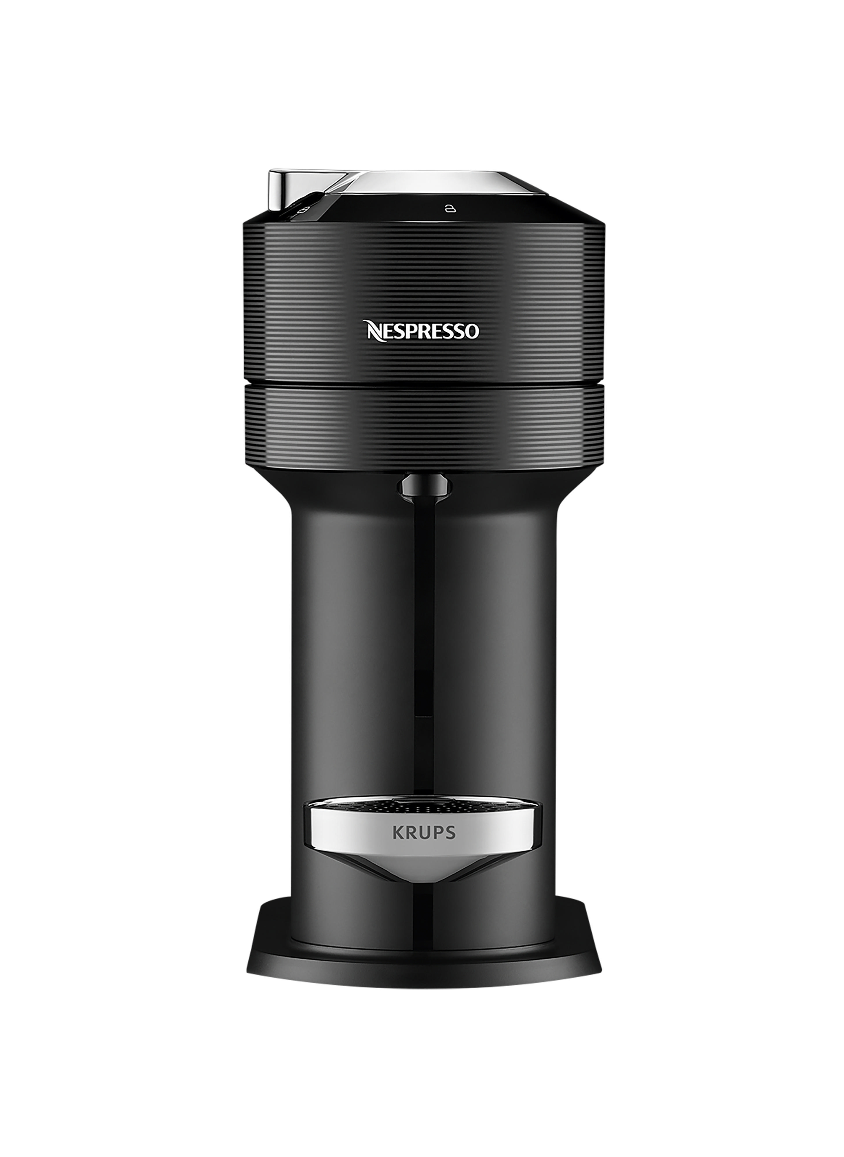 Schwarze Nespresso Krups Kaffeemaschine.