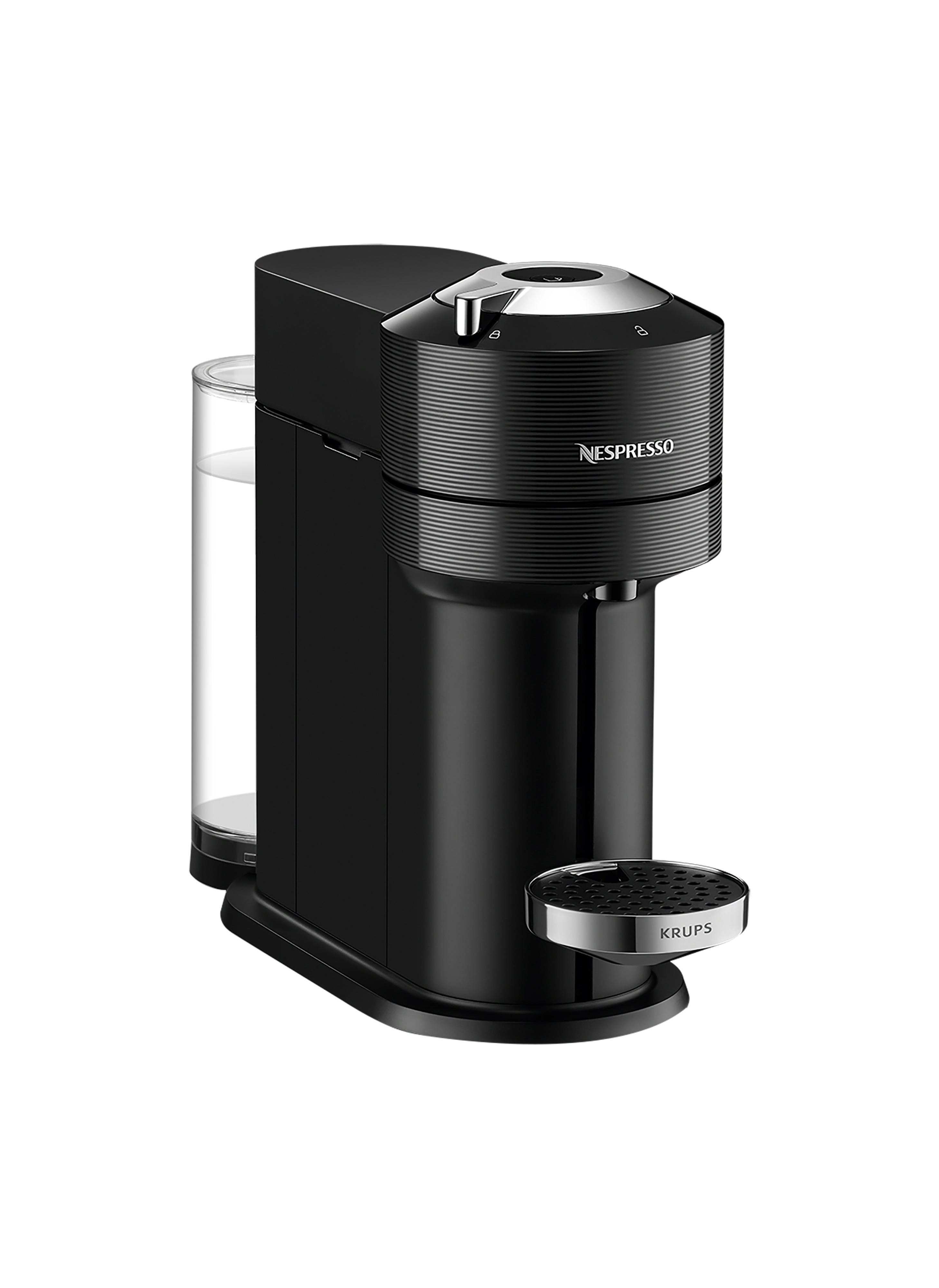 Eine schwarze Nespresso Vertuo Kaffeemaschine mit Wassertank.