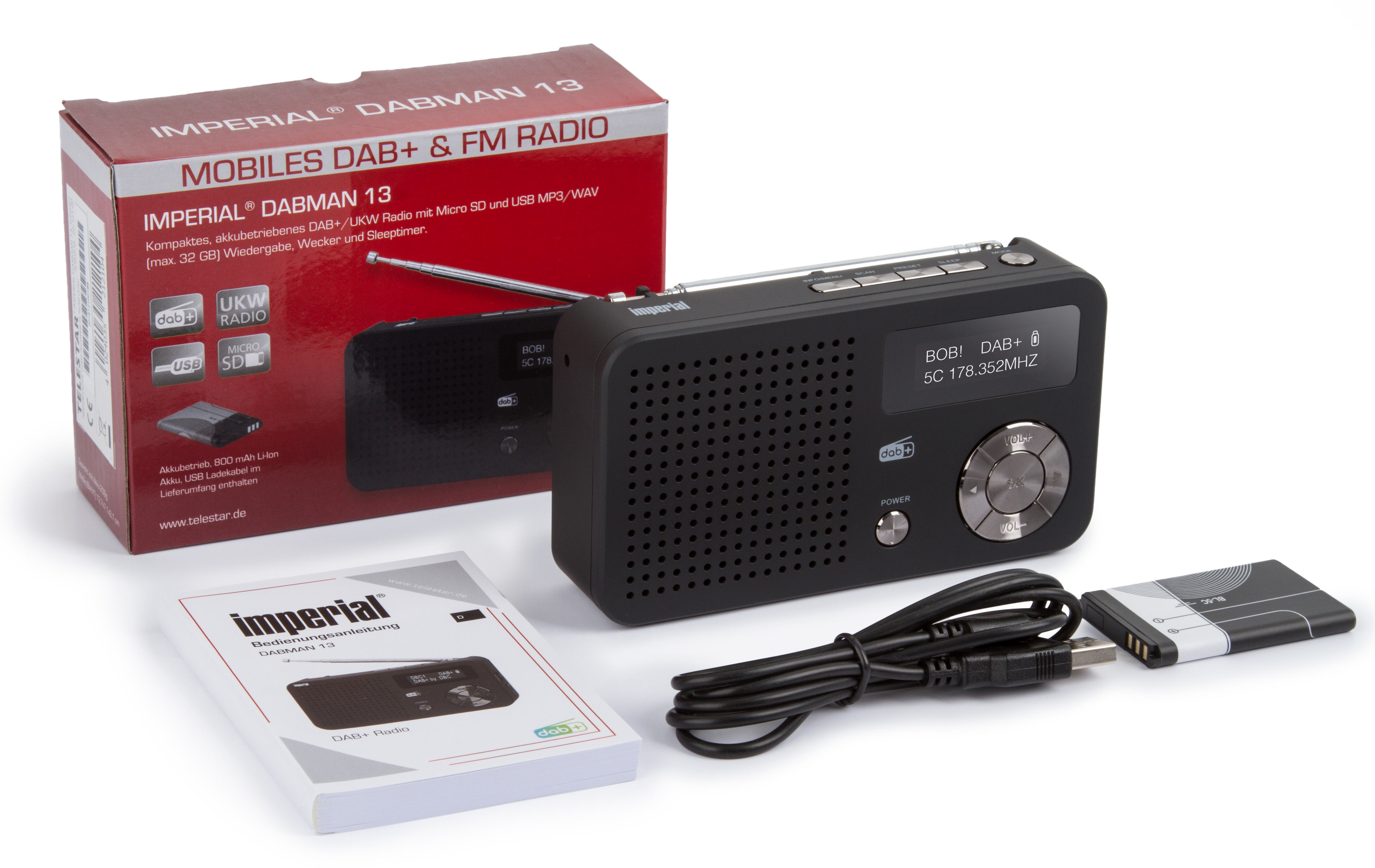 IMPERIAL Dabman 13 DAB+ Radio, DAB, DAB+, AM, FM, Schwarz