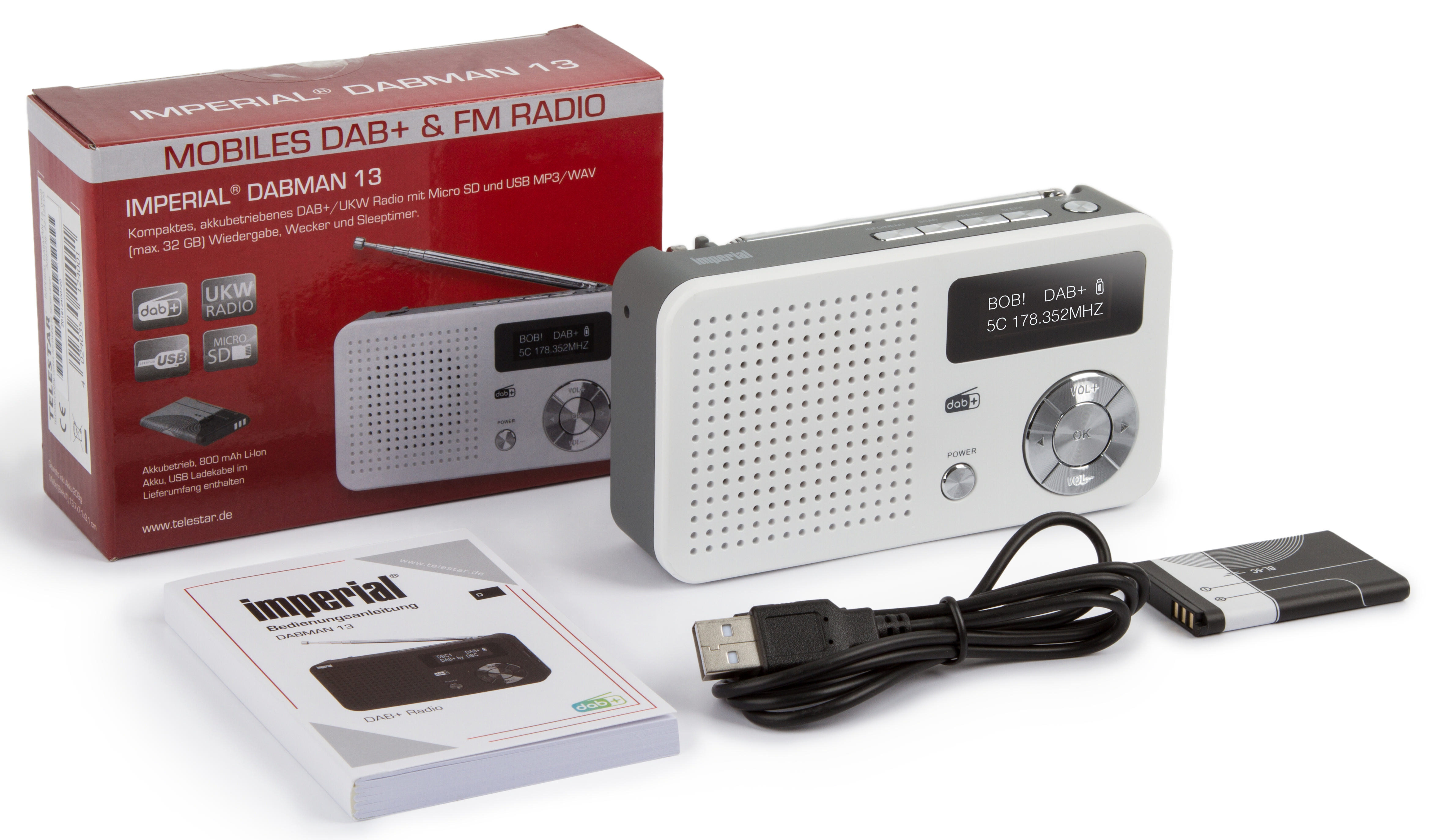 IMPERIAL Dabman 13 DAB+ Radio, DAB, DAB+, AM, FM, Weiß