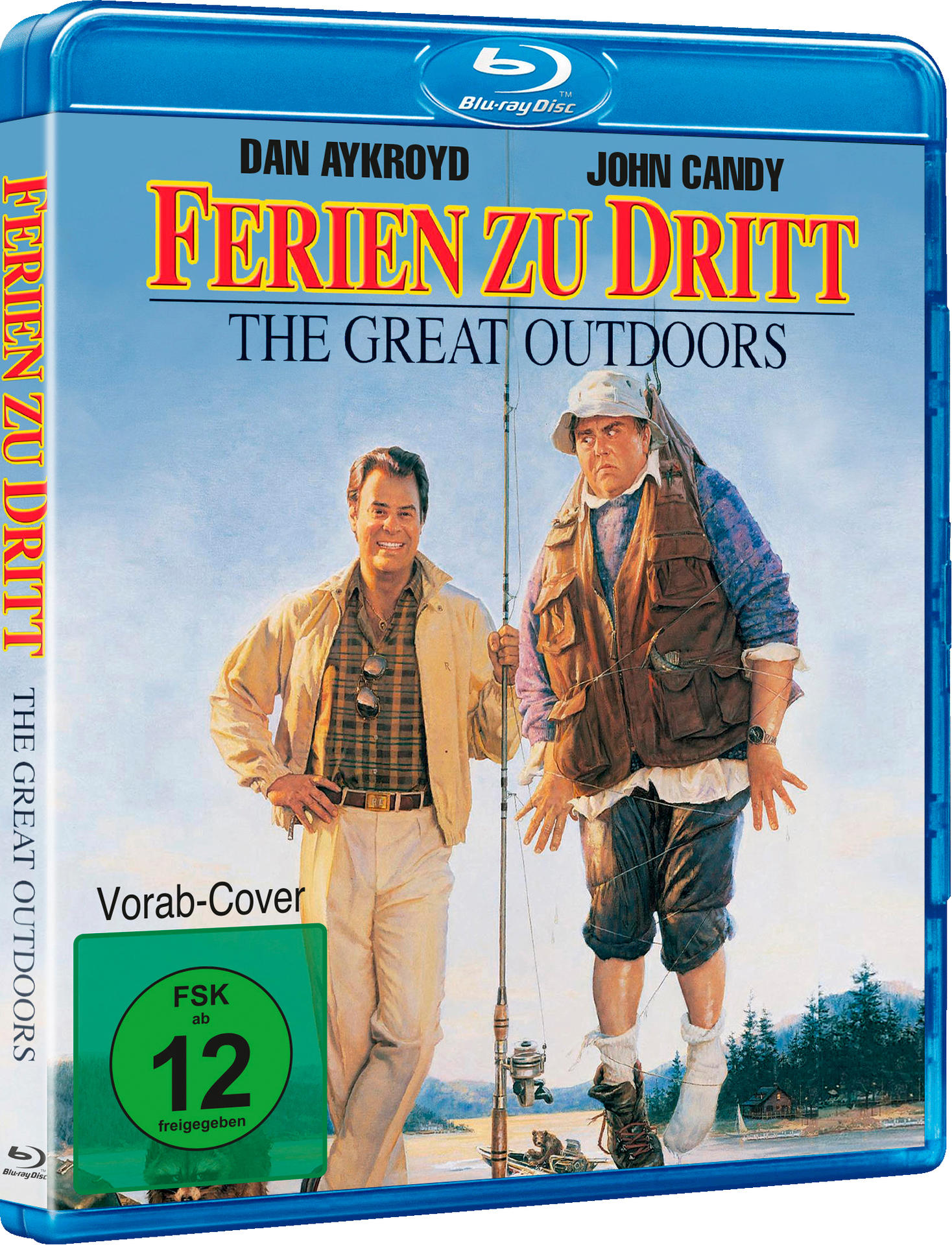 Ein Blu-ray-Disc-Cover für den Film 'The Great Outdoors' mit zwei Männern beim Angeln.