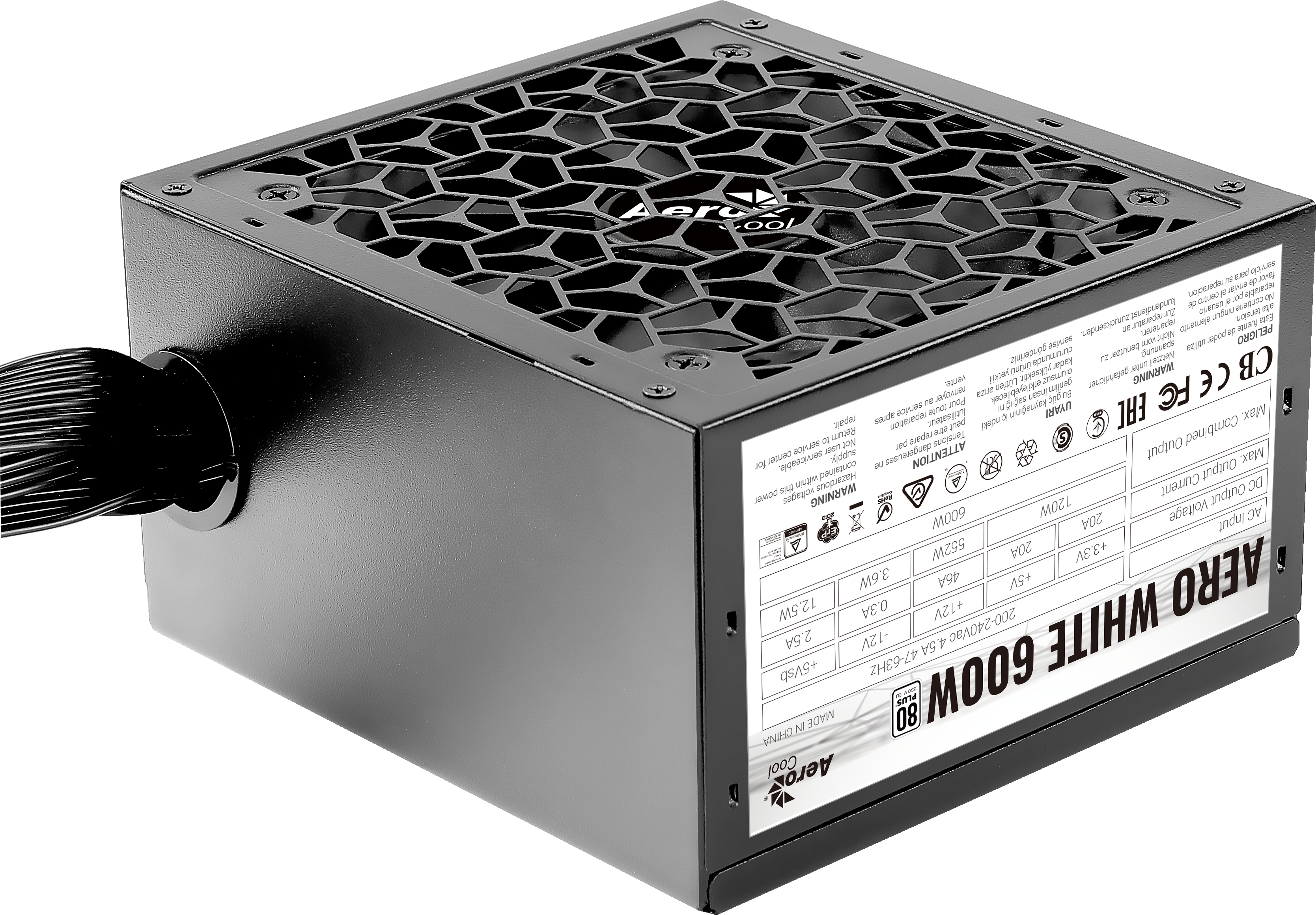 AEROCOOL ACPW-AR60AEC.11 Aero White PC-Netzteil 600 Watt 80 Plus