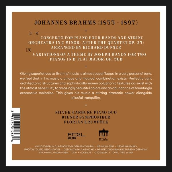 Albumcover mit Text über Johannes Brahms und einer Musik-Trackliste.