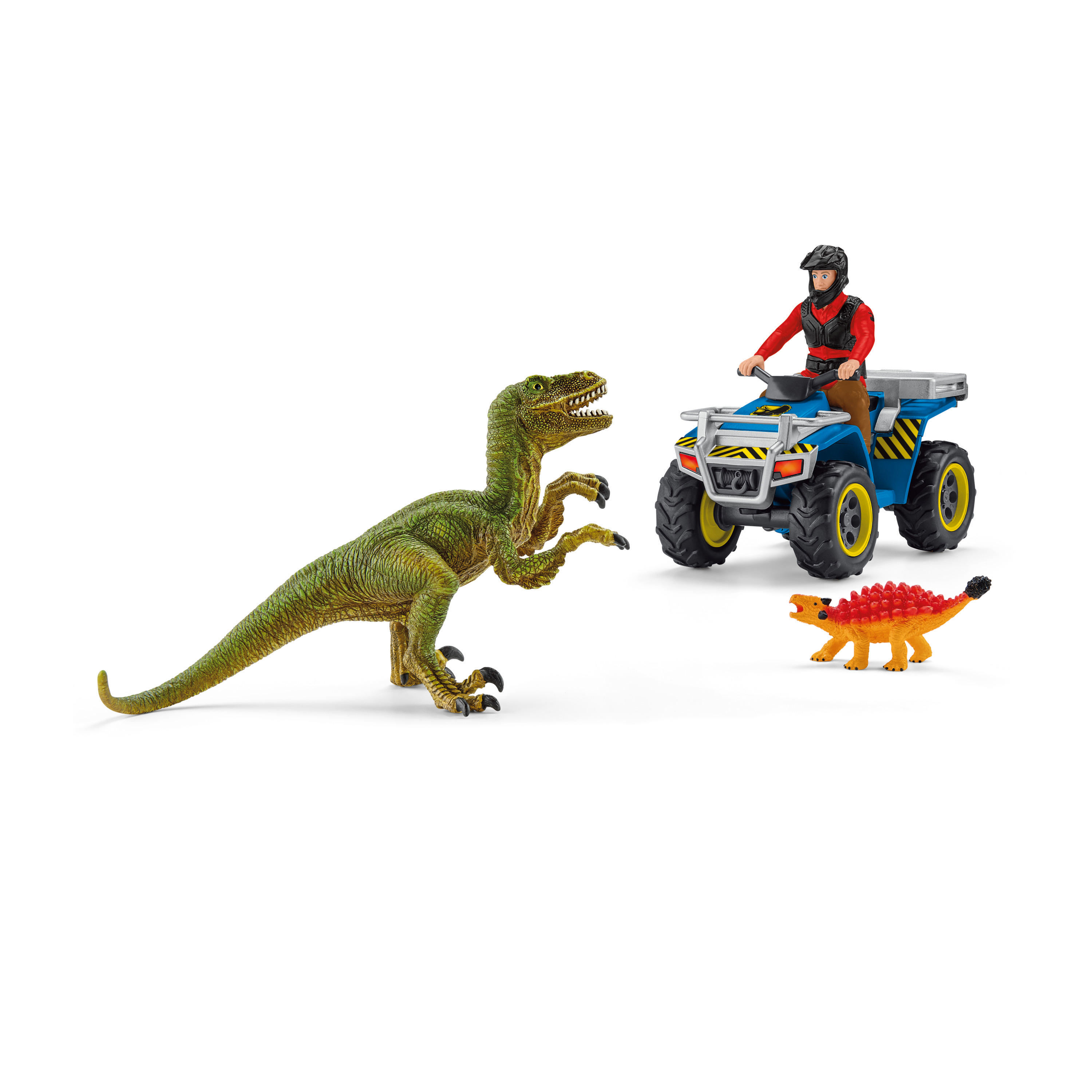 SCHLEICH Flucht auf Velociraptor Quad vor Mehrfarbig Spielfiguren