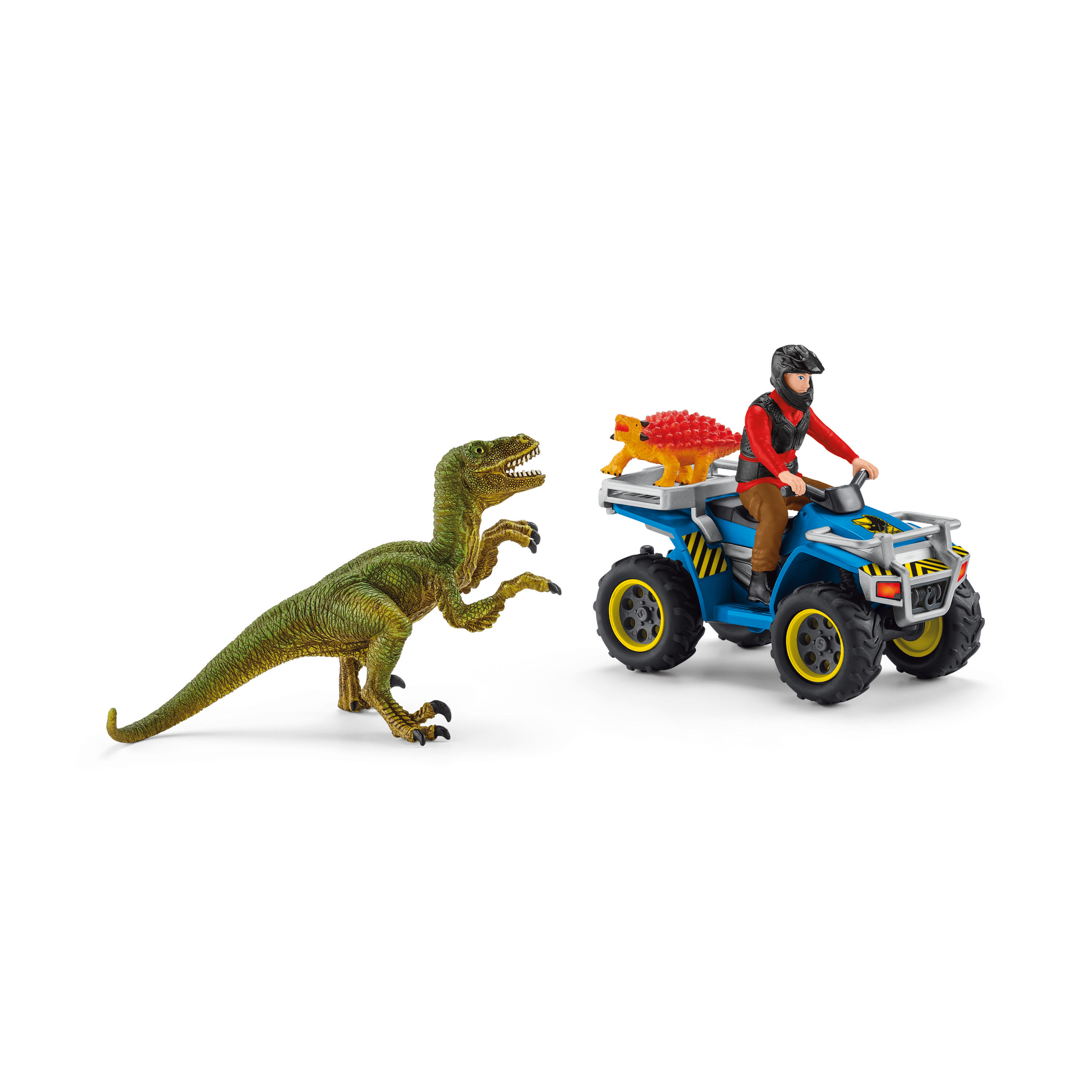 SCHLEICH Flucht auf Velociraptor Quad vor Mehrfarbig Spielfiguren