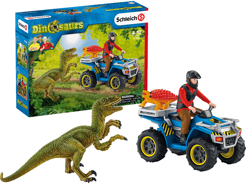 SCHLEICH Flucht auf Velociraptor Quad vor Mehrfarbig Spielfiguren