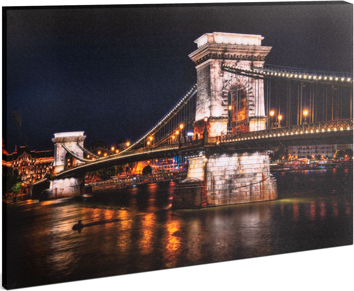 FAMILY POUND 58018G LED-es fali hangulatkép, "Lánchíd", 38x48 cm