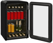 Mini-Kühlschrank 70l Retro Design mit Glastüre, RKB60-14 Schwarz