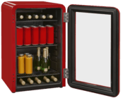 Mini-Kühlschrank 70l Retro Design mit Glastüre, RKB60-14 Rot