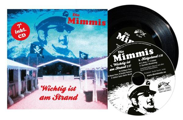 Ein Albumcover für Die Mimis mit einer CD und einer 7" Vinyl-Schallplatte.