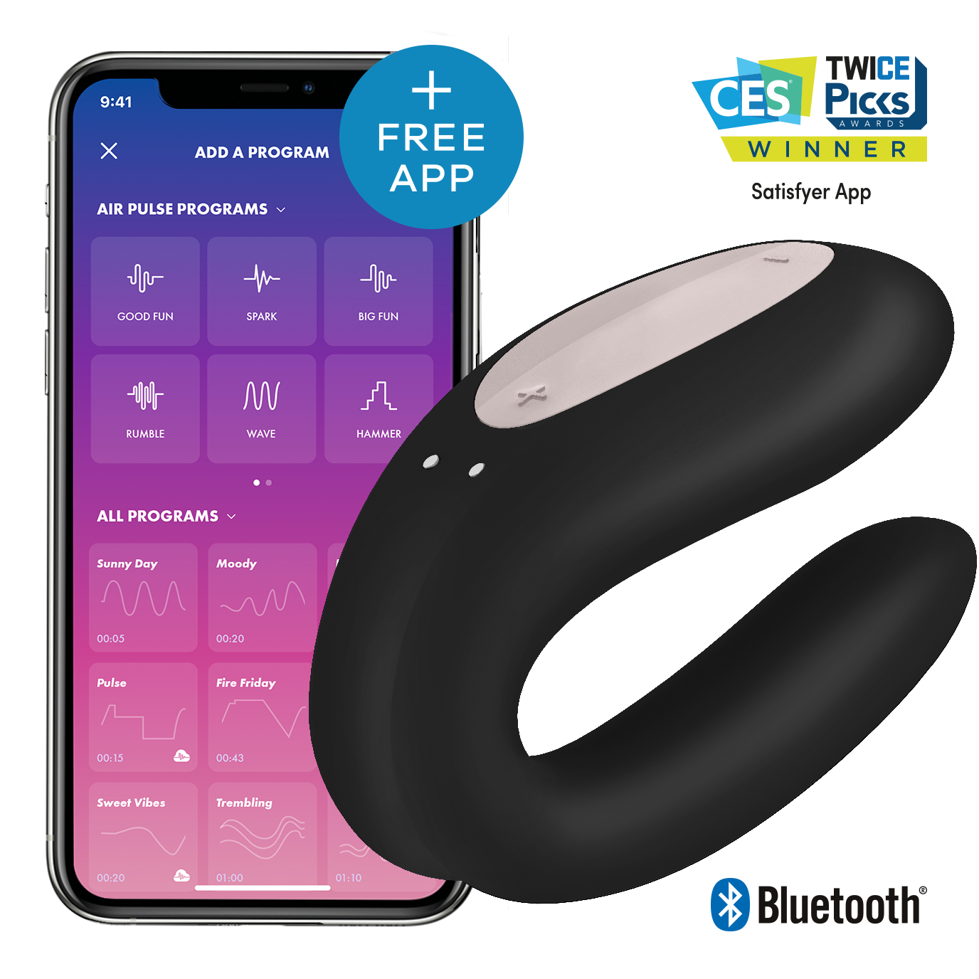 SATISFYER Double Joy - Couple vibrateur (Noir)