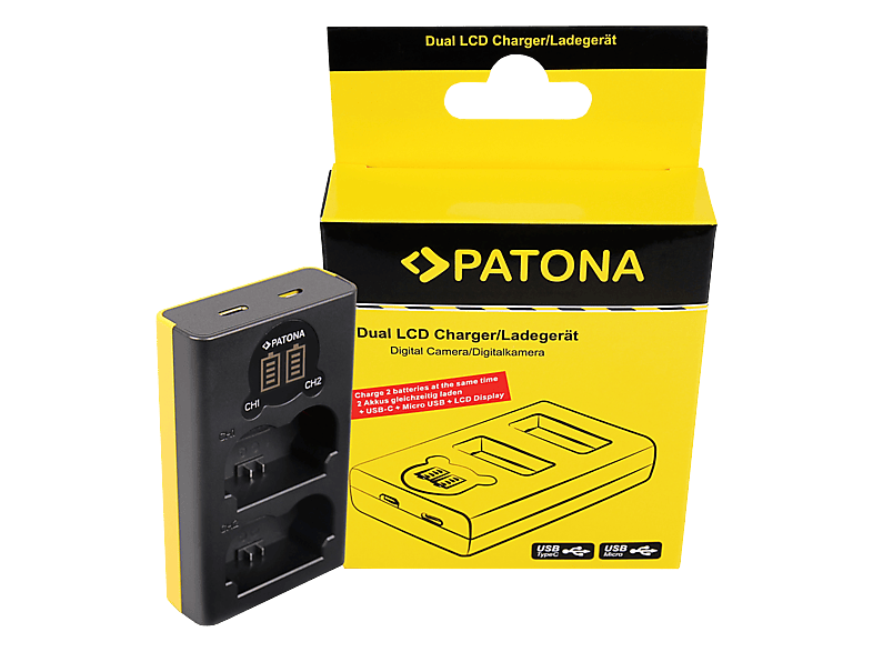 PATONA 1888 Dual LCD - USB Ladegerät (Schwarz/Gelb)